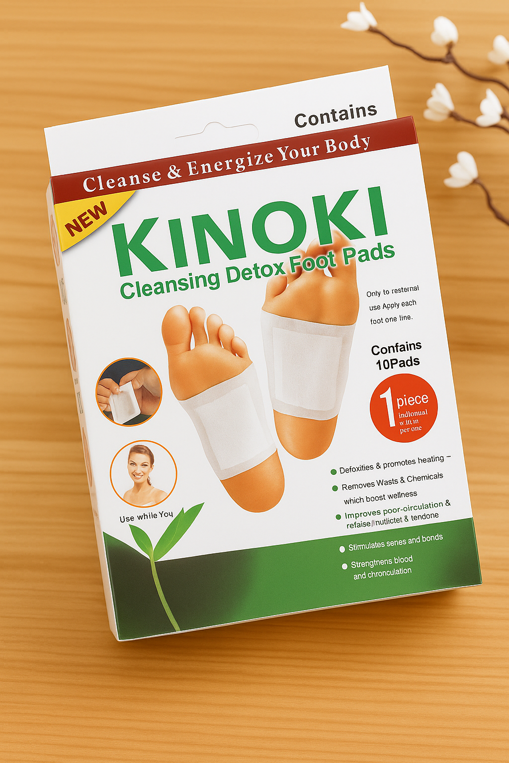 Kinoki™ – 3 x 10 Parches Plantares Japoneses Detox