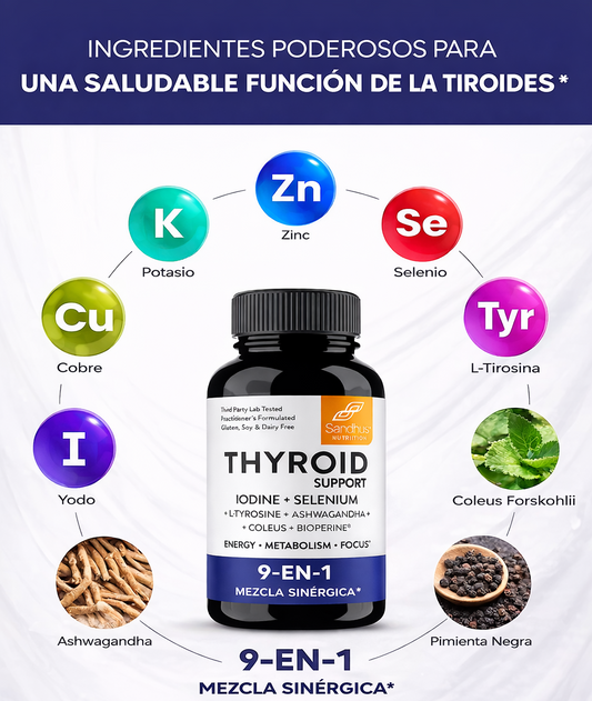 THYROID SUPPORT® - Suplemento para Tiroides con Selenio, Zinc y Yodo — Complemento Natural para Hipotiroidismo y Hashimoto.