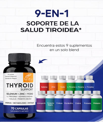 THYROID SUPPORT® - Suplemento para Tiroides con Selenio, Zinc y Yodo — Complemento Natural para Hipotiroidismo y Hashimoto.